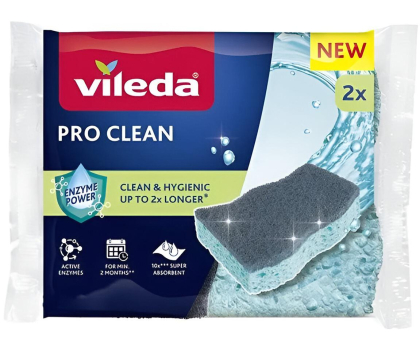 Akcesoria do sprzątania Vileda Zmywak wiskozowy z enzymami Vileda Pro Clean 2 szt.